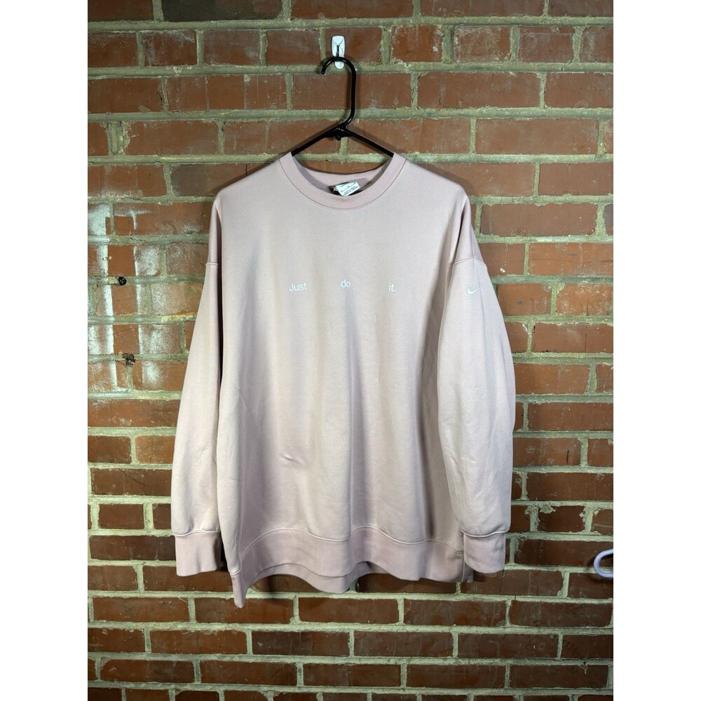 Womens Nike Pink Crewneck Just Do It Front Logo Sweater Therma-Fit Size XL